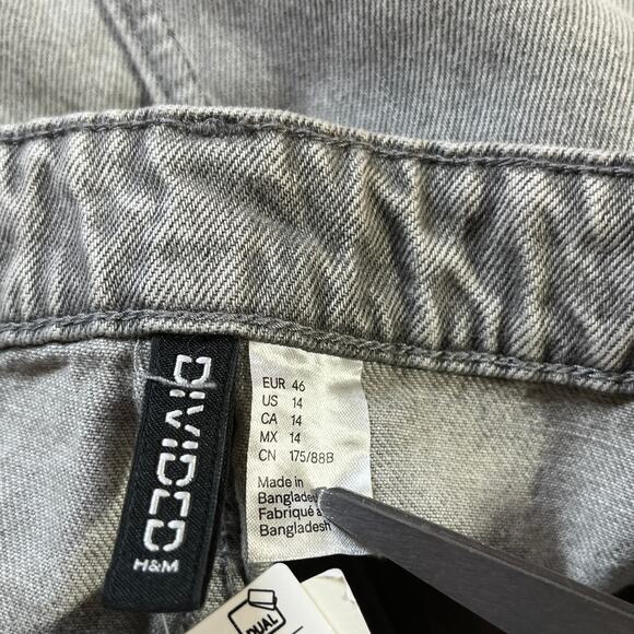 H&M Divided Jeans Womens 14 Gray Denim Cargo Pockets Bootcut High Rise NEW - Picture 9 of 15